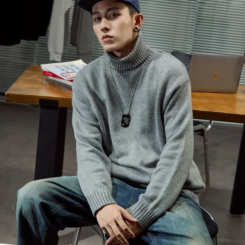 Autumn and Winter New High Neck Sweater Men's Trendy Thickened Sweater Black Japanese Lazy Style Sweater
Autumn and Winter New High Neck Sweater Men's Trendy Thickened Sweater Black Japanese Lazy Style Sweater