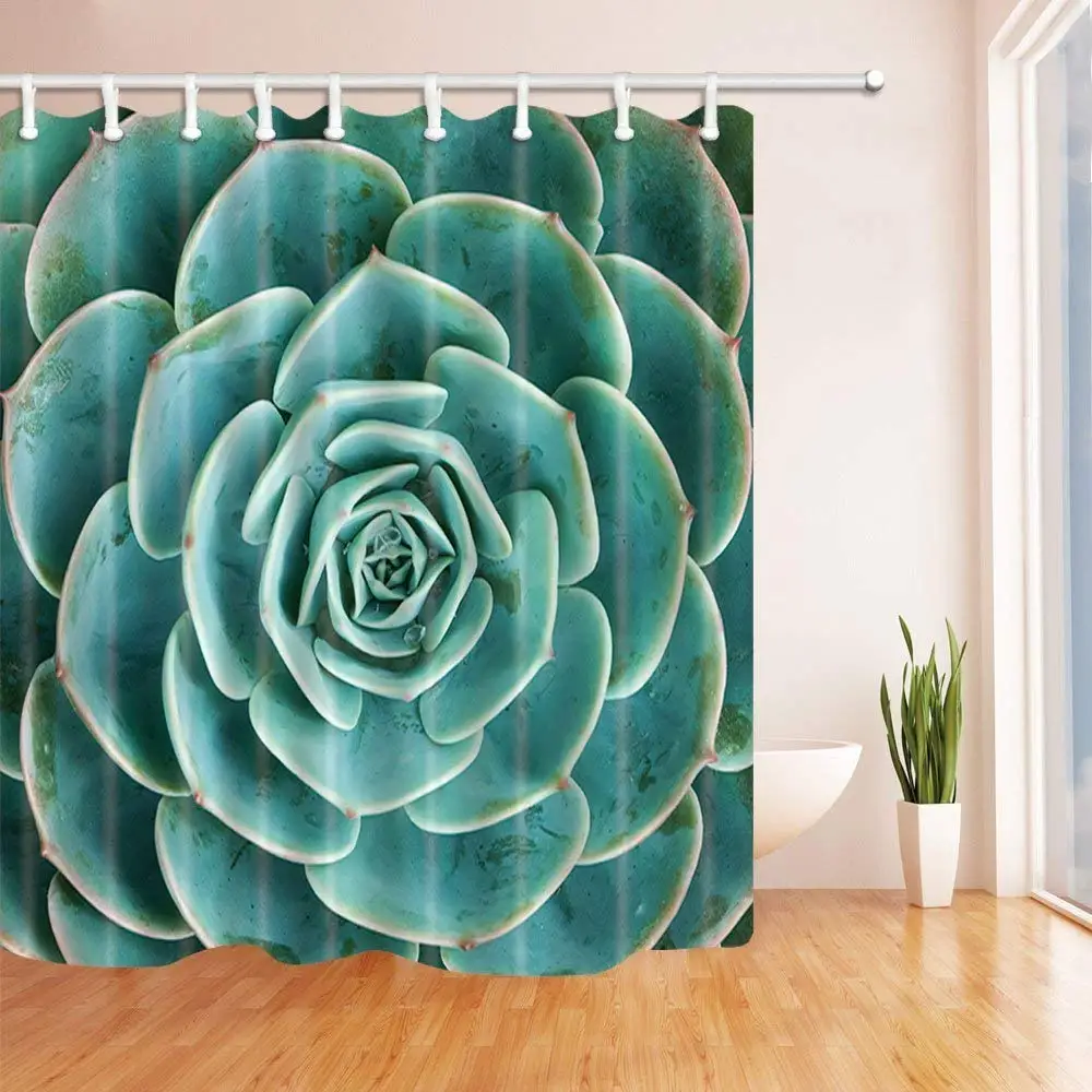 

Cactus Decor Vintage Botanical Pattern Succulent Shower Curtains Polyester Fabric Waterproof Bath Curtain Shower Curtain