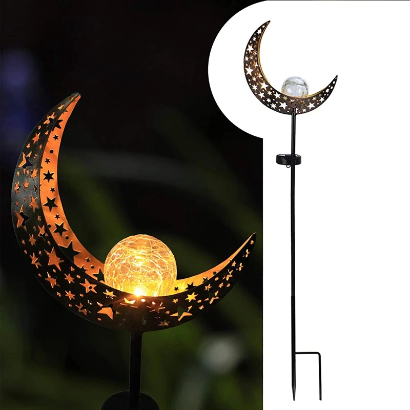 

1Pcs Decorative Solar Lights Outdoor Courtyard Lawn Patio Decor Solar Globe Lights Moon Crackle Glass Ball Waterproof