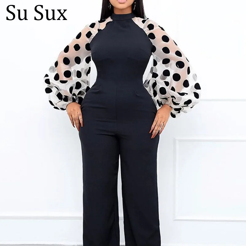 Polka Dot Mesh Sleeve Jumpsuit Women Rompers 2022 Spring Stand Collar Wide Leg Jumpsuit Outfits Vestidos Plus Size 4XL
Polka Dot Mesh Sleeve Jumpsuit Women Rompers 2022 Spring Stand Collar Wide Leg Jumpsuit Outfits Vestidos Plus Size 4XL