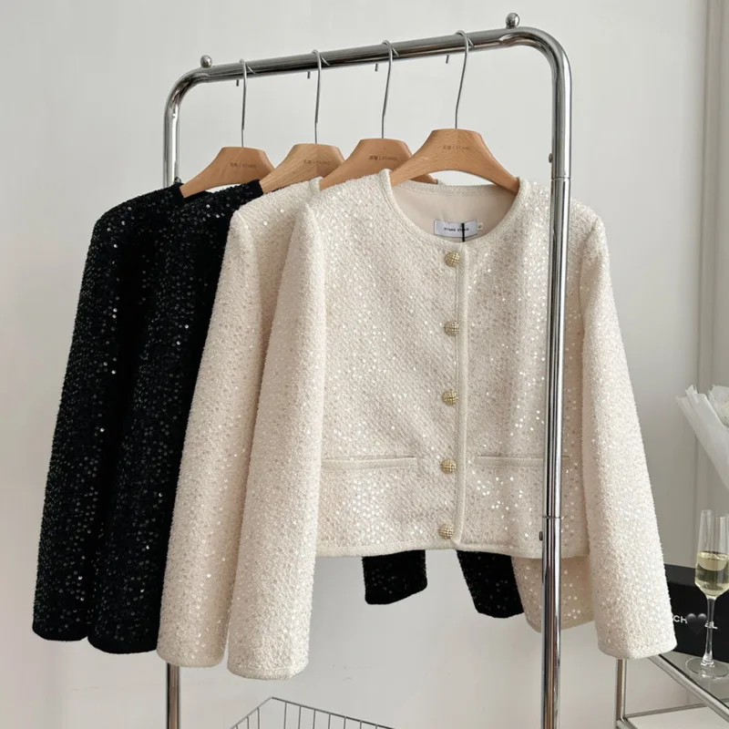 High Quality Autumn Winter French Luxury Sequins Small Fragrance Tweed Coat For Women Y2K Streetwear Jackets Outwear Chaquetas
High Quality Autumn Winter French Luxury Sequins Small Fragrance Tweed Coat For Women Y2K Streetwear Jackets Outwear Chaquetas