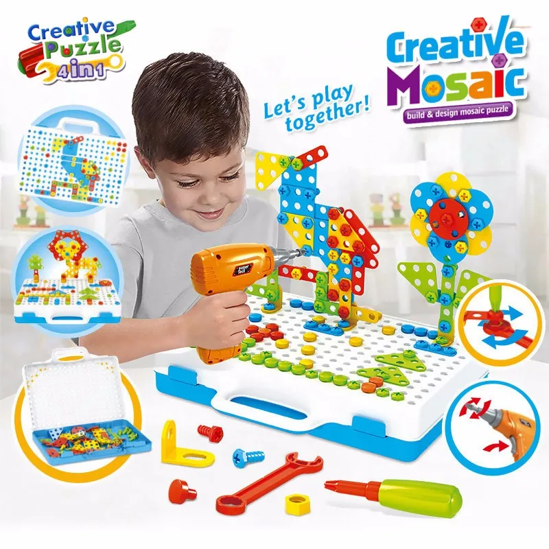 Kids DIY Drilling Screw 3D Creative Mosaic Puzzle Toys Electric Drill Set Boys Educational Toy For Children Building Bricks Toys
Kids DIY Drilling Screw 3D Creative Mosaic Puzzle Toys Electric Drill Set Boys Educational Toy For Children Building Bricks Toys
