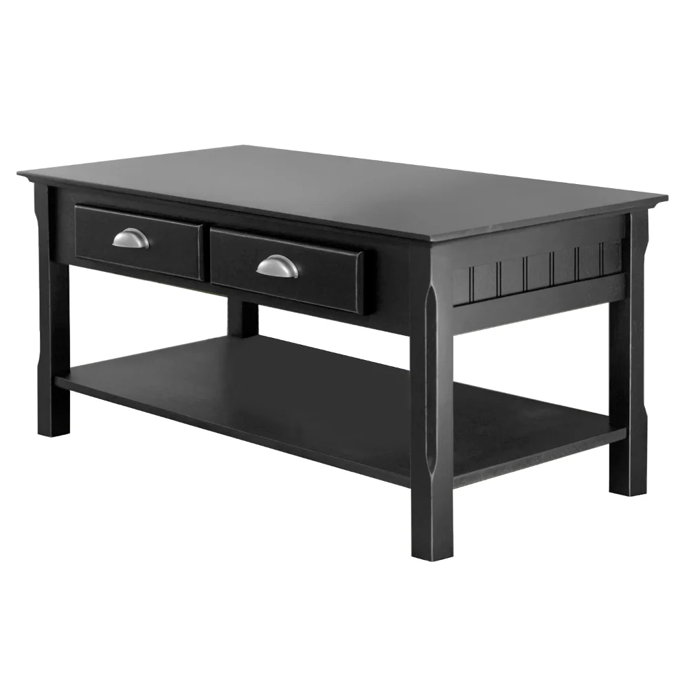 

Winsome Wood Timber Coffee Table with Two Drawers, Black Finish mesa coffee tables furniture side table