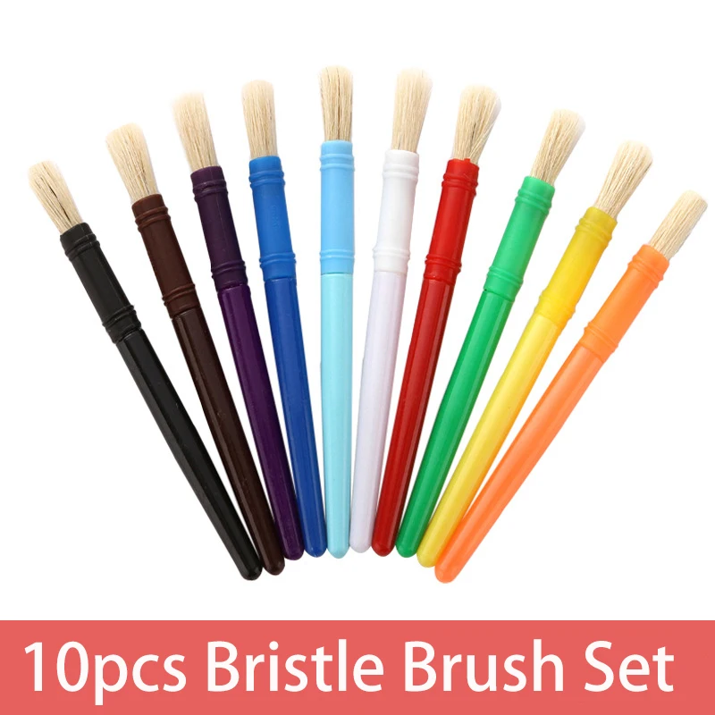 10pcs Round Children Hog Bristle Tempera Paint Brush Set Fun Kids Party School Student Class Craft Painting for Beginner Artist
10pcs Round Children Hog Bristle Tempera Paint Brush Set Fun Kids Party School Student Class Craft Painting for Beginner Artist