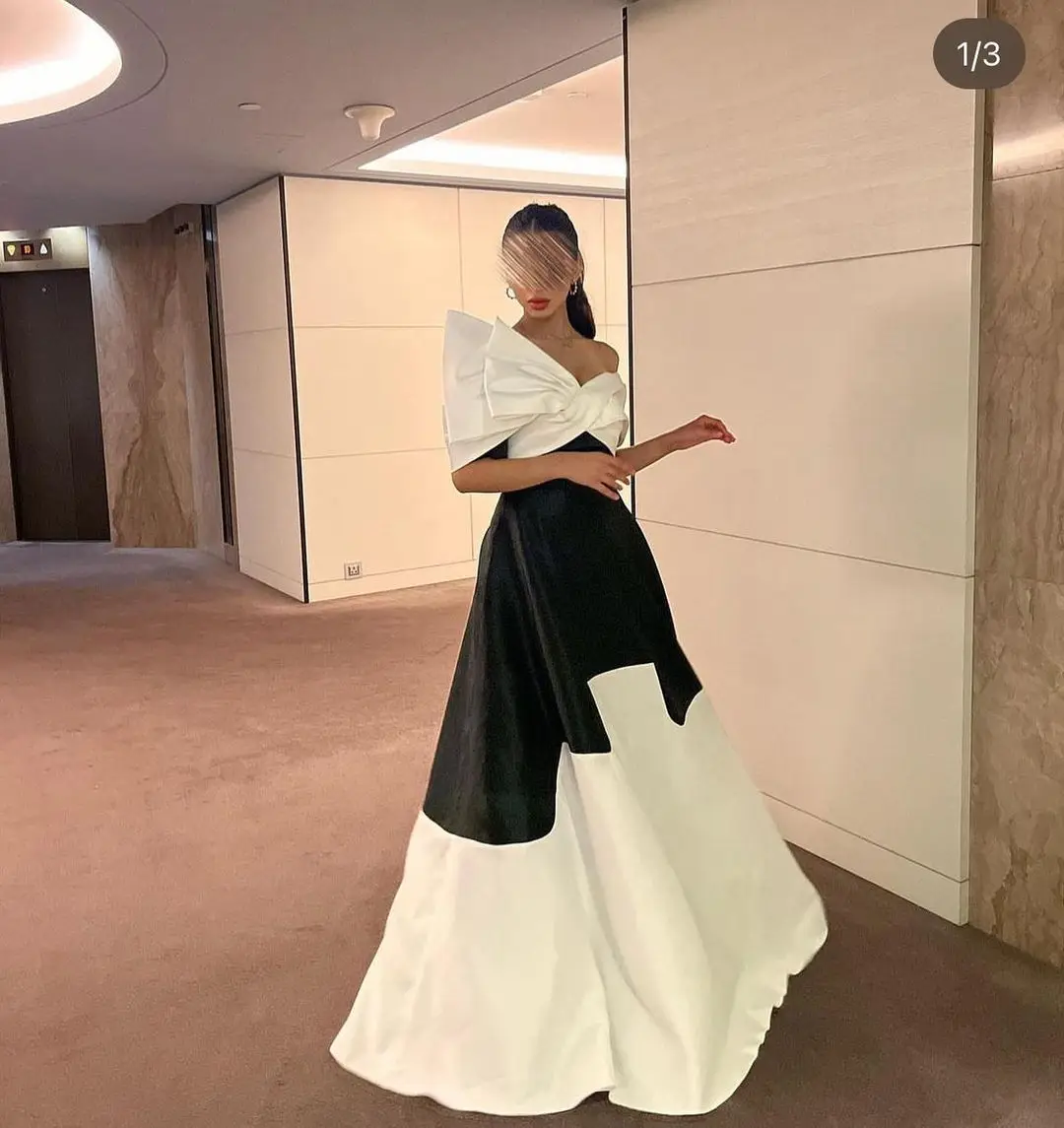 Classic Black And White Evening Dresses Off the Shoulder Big Bow Dubai Saudi Arabic Women Formal Party Dress Prom Gowns
Classic Black And White Evening Dresses Off the Shoulder Big Bow Dubai Saudi Arabic Women Formal Party Dress Prom Gowns