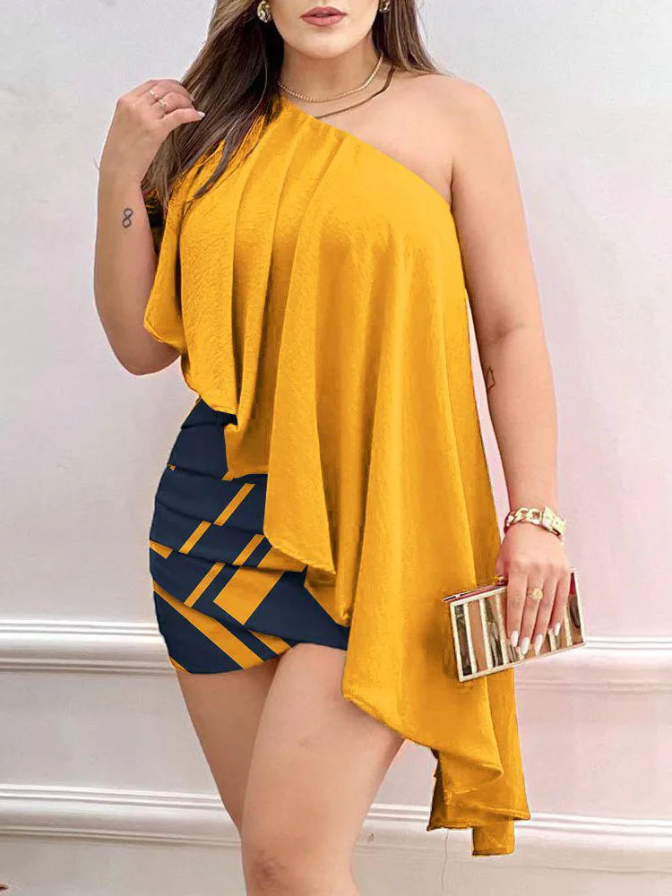 Sheath Dress Ruffles One Off Shoulder Print Sexy Skew Collar Elegant Women Summer Sleeveless Mini Dress Streetwear
Sheath Dress Ruffles One Off Shoulder Print Sexy Skew Collar Elegant Women Summer Sleeveless Mini Dress Streetwear