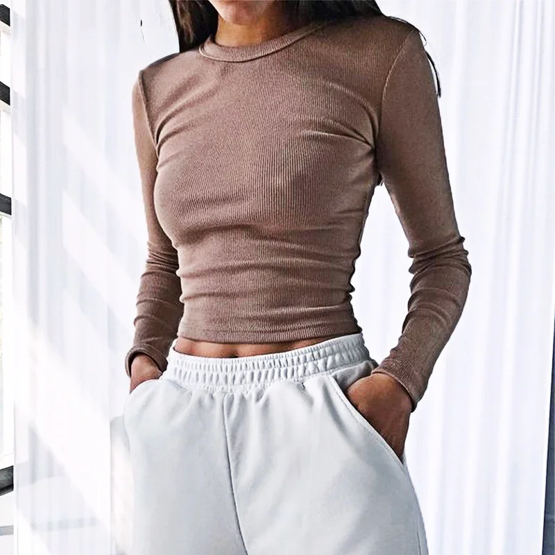o Neck Long Sleeve Shirt Women Ribbed Sexy Cropped Tops 2021 Spring Black Casual Skinny Slim Basic Woman t Shirts White
o Neck Long Sleeve Shirt Women Ribbed Sexy Cropped Tops 2021 Spring Black Casual Skinny Slim Basic Woman t Shirts White