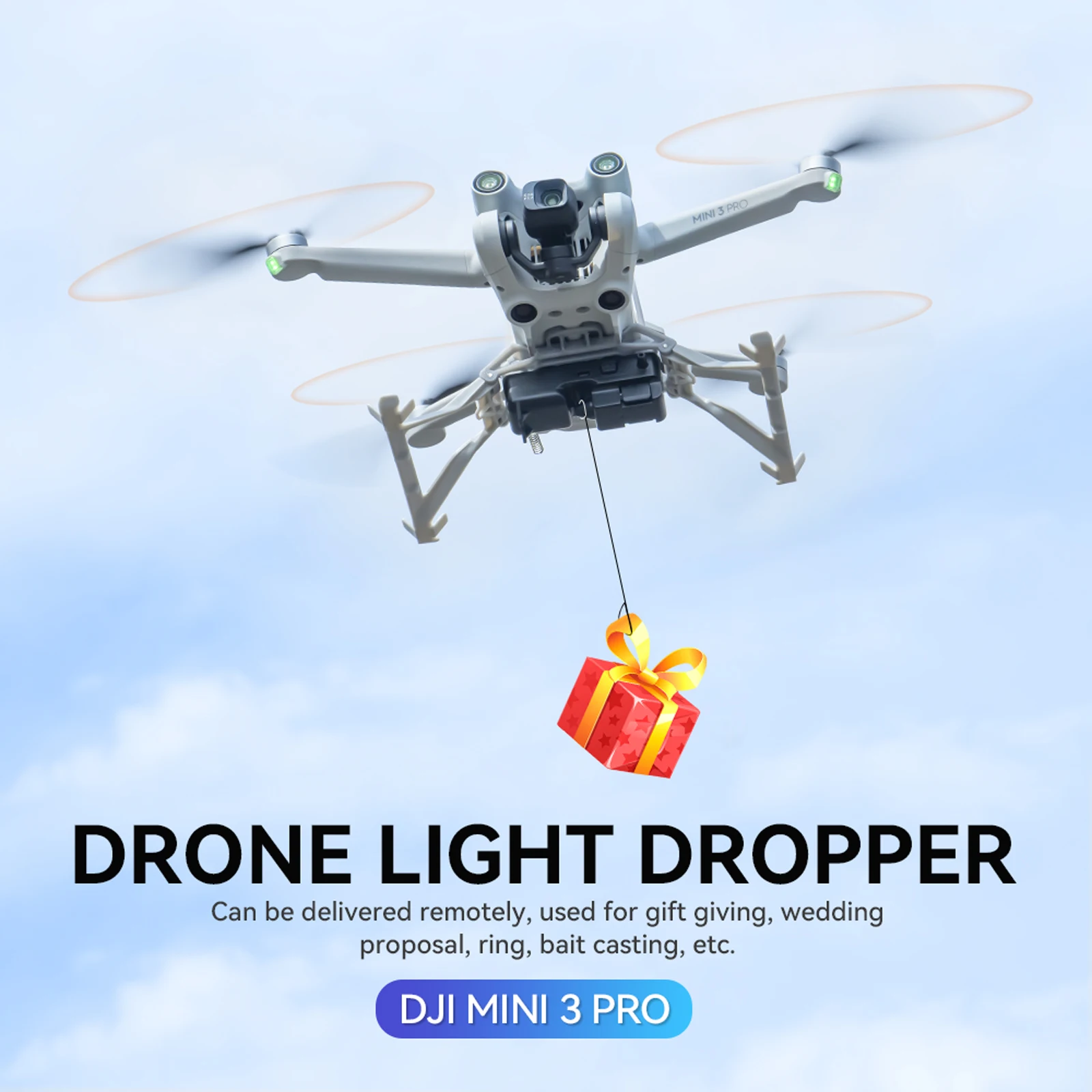 Система Airdrop для DJI Mini 3 Pro, Дрон, рыболовная приманка, свадебное кольцо, подарок, спасательный тротуар
Система Airdrop для DJI Mini 3 Pro, Дрон, рыболовная приманка, свадебное кольцо, подарок, спасательный тротуар