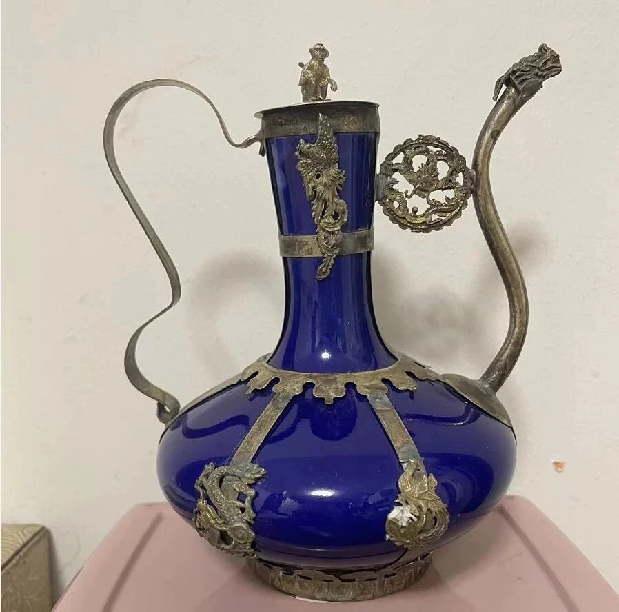 Copper Statue Ancient Exquisite Antique Tibet Silver Green Porcelain quotgood health quot Word Teapot decoration Tibetan Silver
Copper Statue Ancient Exquisite Antique Tibet Silver Green Porcelain quotgood health quot Word Teapot decoration Tibetan Silver