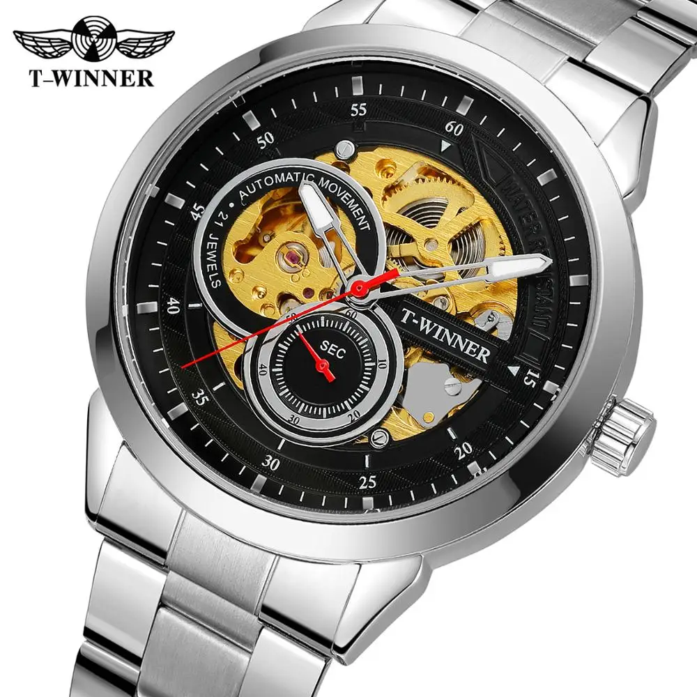 Fashion T-winner Top Brand Men's Luxury Golden Automatic Analog Mechanical Wristatch With Full Stainless Steel Business Bracelet
Fashion T-winner Top Brand Men's Luxury Golden Automatic Analog Mechanical Wristatch With Full Stainless Steel Business Bracelet