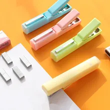 Pen Shape Stapler + Staple Mini Stapler Set Stapling Paper NO 10 Macaron Color Binding Office Stationery Binder Book School