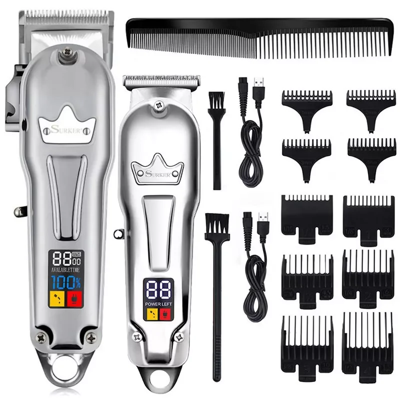 Full metal combo kit hair clipper professional rechargeable beard hair trimmer powerful electric hair cutting machine lithium
Full metal combo kit hair clipper professional rechargeable beard hair trimmer powerful electric hair cutting machine lithium