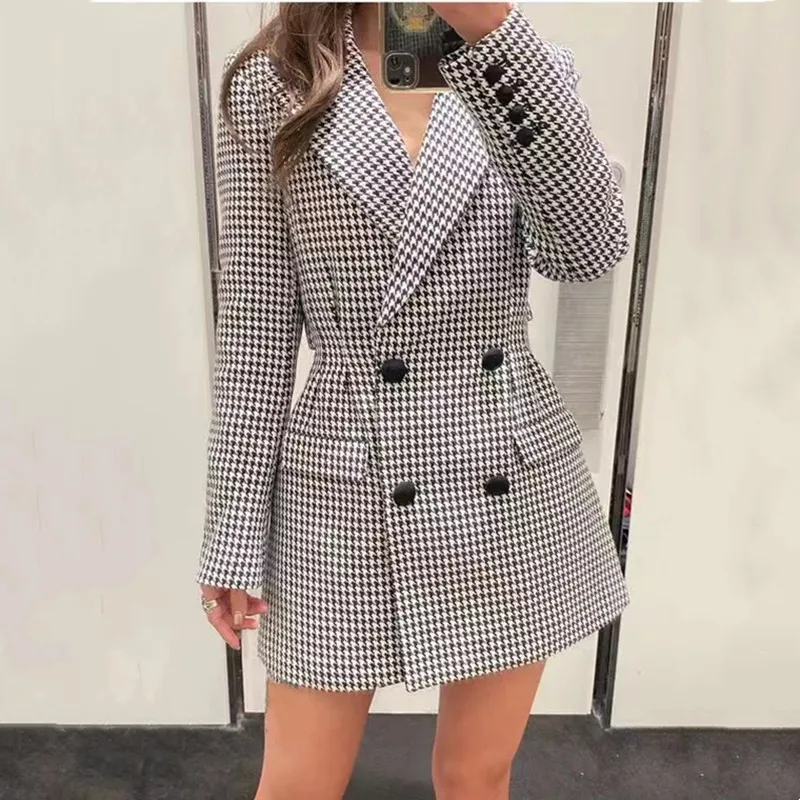 New Arrival Women Dress Notched Blazler Dress for Women Fashion Houndstooth Design Vintage Dress Self-portrait Women Clothing
New Arrival Women Dress Notched Blazler Dress for Women Fashion Houndstooth Design Vintage Dress Self-portrait Women Clothing