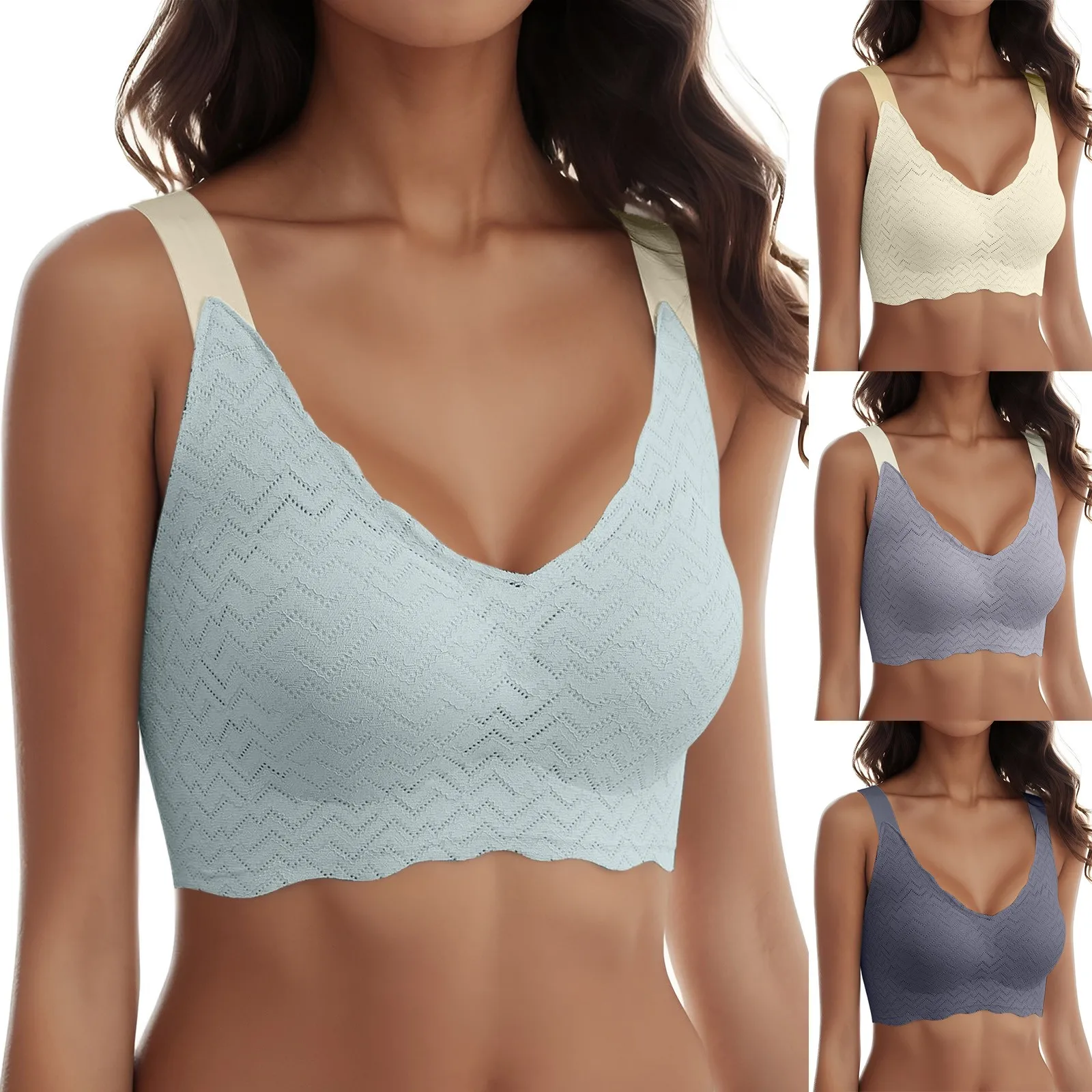 Women's Comfortable And Sexy Thin Underwear Women's Non Steel Ring Anti Sagging Collar Fixed Cup Contrast Bra Wire
Women's Comfortable And Sexy Thin Underwear Women's Non Steel Ring Anti Sagging Collar Fixed Cup Contrast Bra Wire