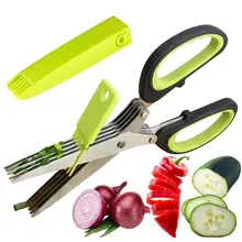 Multi-Layer KItchen Scissor Stainless Steel Herb Cutting Shears Vegetable Scallion Laver Spices Cutter Meat Slicer Cooking Tool