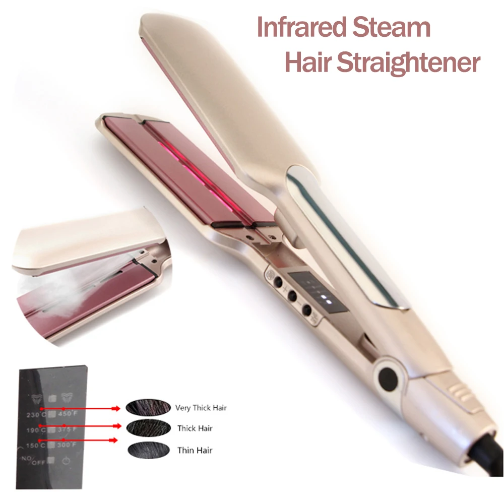 2 In 1 Infrared Steam Hair Straightener Flat Iron 2 Inch Wide Tourmaline Ceramic Plate Dual Voltage Curling Hair Straightening
2 In 1 Infrared Steam Hair Straightener Flat Iron 2 Inch Wide Tourmaline Ceramic Plate Dual Voltage Curling Hair Straightening
