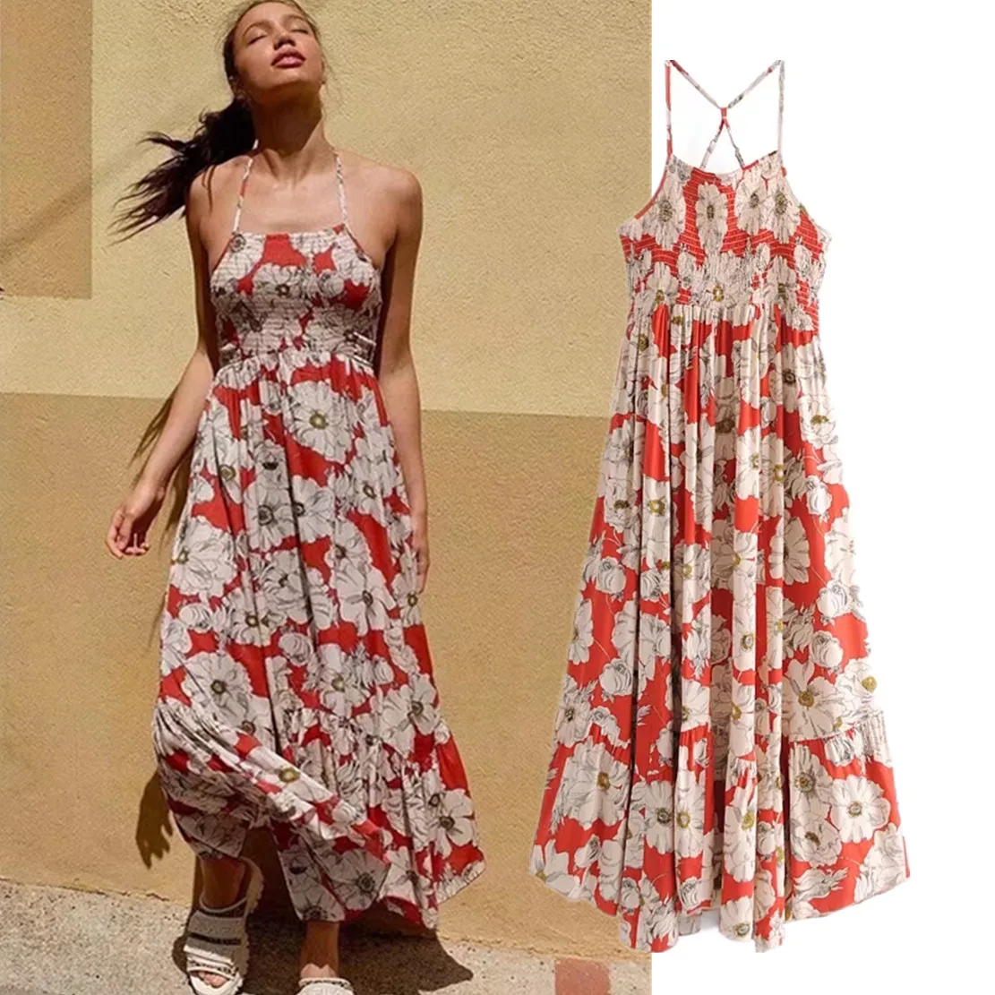 Jenny&Dave 2022 England Style Retro Floral Dress Print Spaghetti Strapless High Street Summer Midi Dress Women
Jenny&Dave 2022 England Style Retro Floral Dress Print Spaghetti Strapless High Street Summer Midi Dress Women