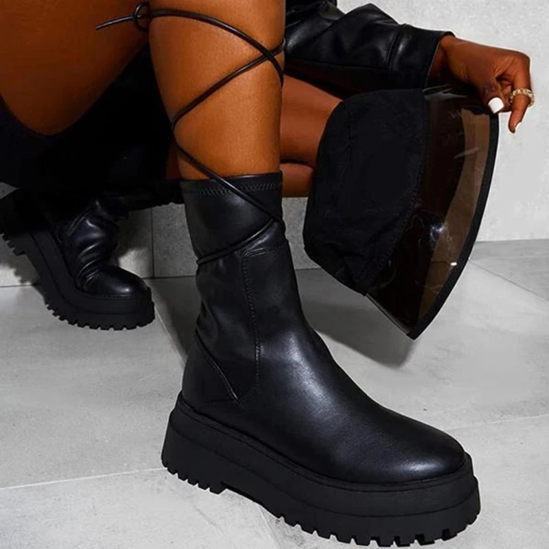 New Fashion Woman's Boots Platform Female Bandage Boots Thick Bottom Zipper Shoes Leather Non-slip Soft Winter Shoes
New Fashion Woman's Boots Platform Female Bandage Boots Thick Bottom Zipper Shoes Leather Non-slip Soft Winter Shoes