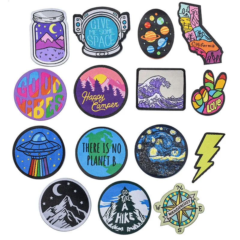 

Bag patch round Series For Iron on Embroidered Patches For on Hat Jeans Sticker Sew Clothes Ironing Patch Heat transfer Applique