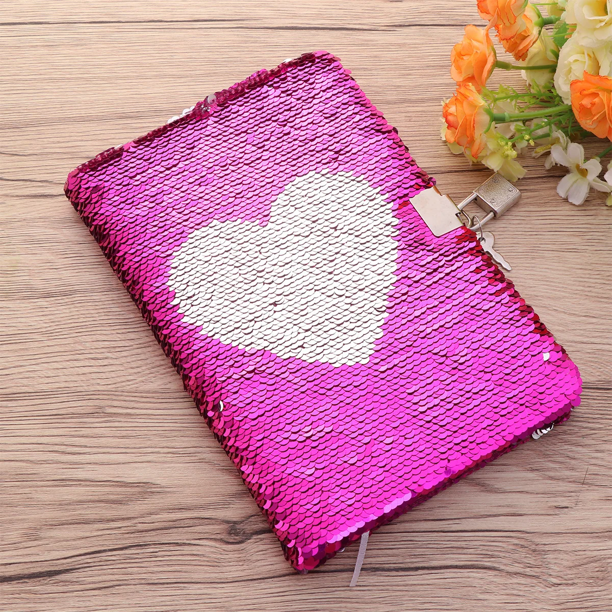 

Colorful Love Heart Notebook Sequin Secret Diary with Lock Reversible Notebook Private Journal Travel Journal Gift for Adults