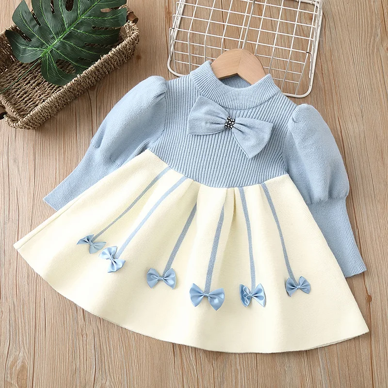 Girls sweater dress 1-6Y autumn winter new thickened warm sweater skirt bow small fragrance princess skirt girl knitted dress
Girls sweater dress 1-6Y autumn winter new thickened warm sweater skirt bow small fragrance princess skirt girl knitted dress
