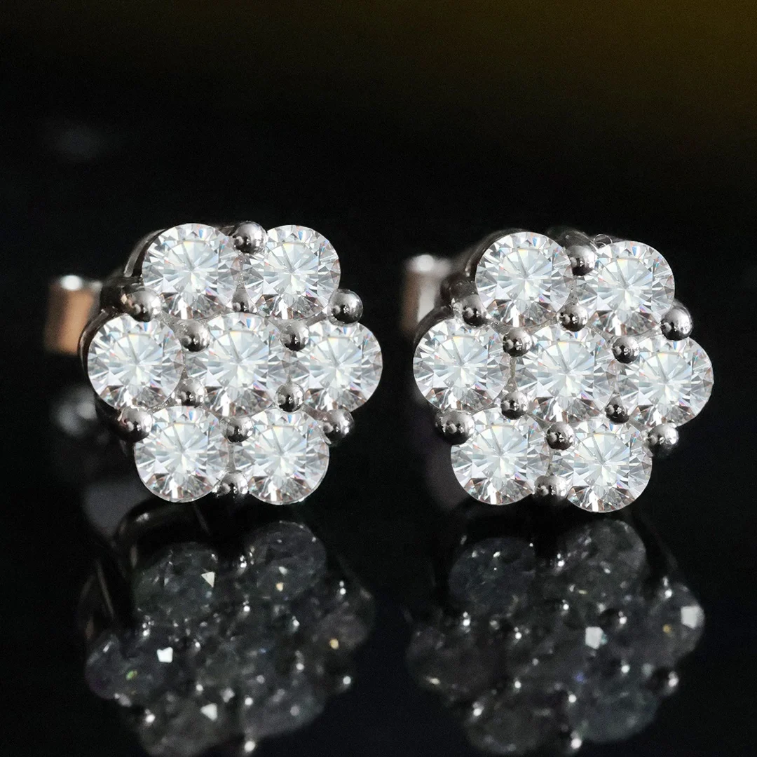 Gold Earrings Jewelry Flower Shape VVS Moissanite Diamond Stud Earrings 925 Sterling Silver Earrings Women
Gold Earrings Jewelry Flower Shape VVS Moissanite Diamond Stud Earrings 925 Sterling Silver Earrings Women