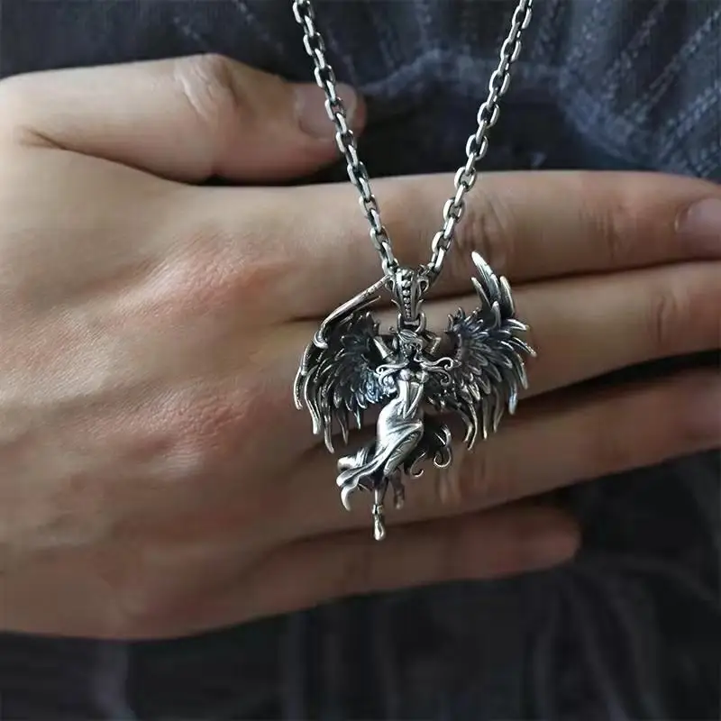Retro Angel Goddess Pendant Personality Men's Ladies Necklace Retro Silver Color Cyclist Necklace Cool Trend Jewelry Gift
Retro Angel Goddess Pendant Personality Men's Ladies Necklace Retro Silver Color Cyclist Necklace Cool Trend Jewelry Gift