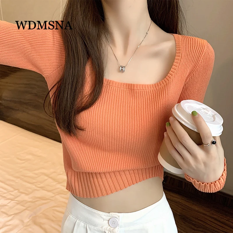 WDMSNA Long Sleeved T-shirt Women 2022 Autumn Square Collar Woman T Shirt Short Top Simple Temperament Bottoming Knitted Tees
WDMSNA Long Sleeved T-shirt Women 2022 Autumn Square Collar Woman T Shirt Short Top Simple Temperament Bottoming Knitted Tees