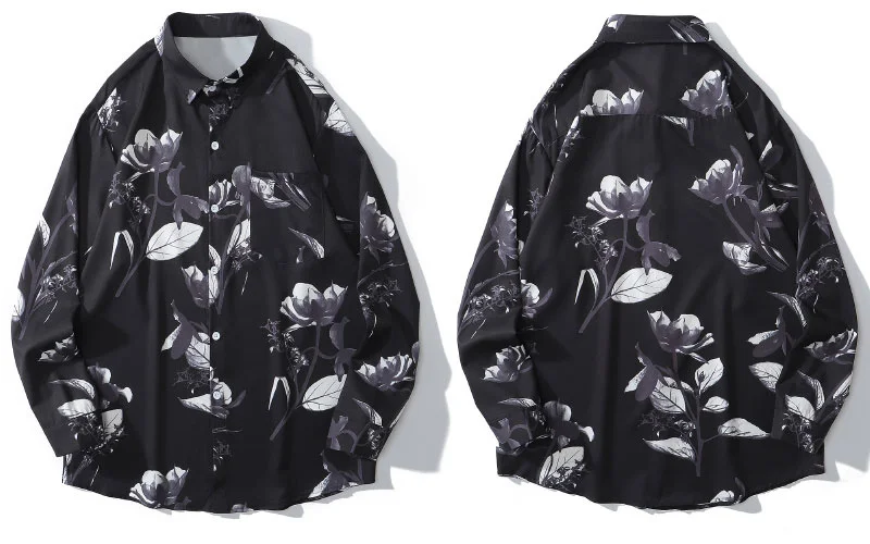 Graffiti Shirts Hawaiian Flowers Beach Print Long Sleeve Button Shirts Hip Hop Casual Harajuku Holiday Party Blouse 
Graffiti Shirts Hawaiian Flowers Beach Print Long Sleeve Button Shirts Hip Hop Casual Harajuku Holiday Party Blouse