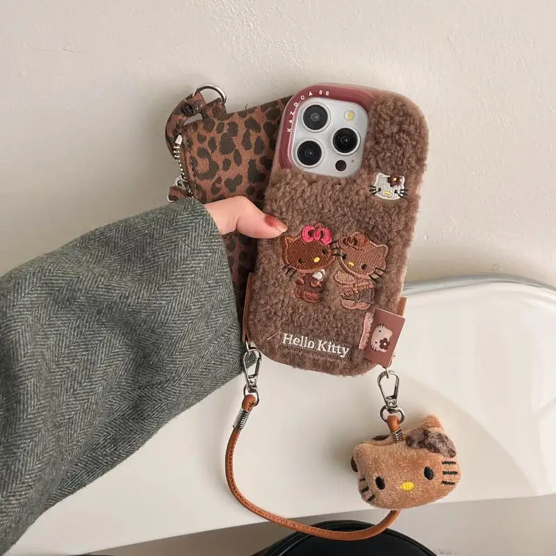 Аниме мультфильм Sanrio Hello Kitty Iphone плюшевый чехол для телефона модный защитный