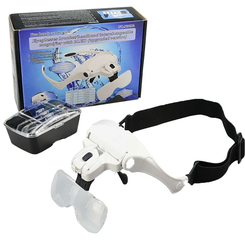 Magnifier Magnifying Glasses with LED Lights Replaceable 5 Lens 1X 1.5X 2X 2.5X 3.5X Headband Tool for Repair Reading
Magnifier Magnifying Glasses with LED Lights Replaceable 5 Lens 1X 1.5X 2X 2.5X 3.5X Headband Tool for Repair Reading