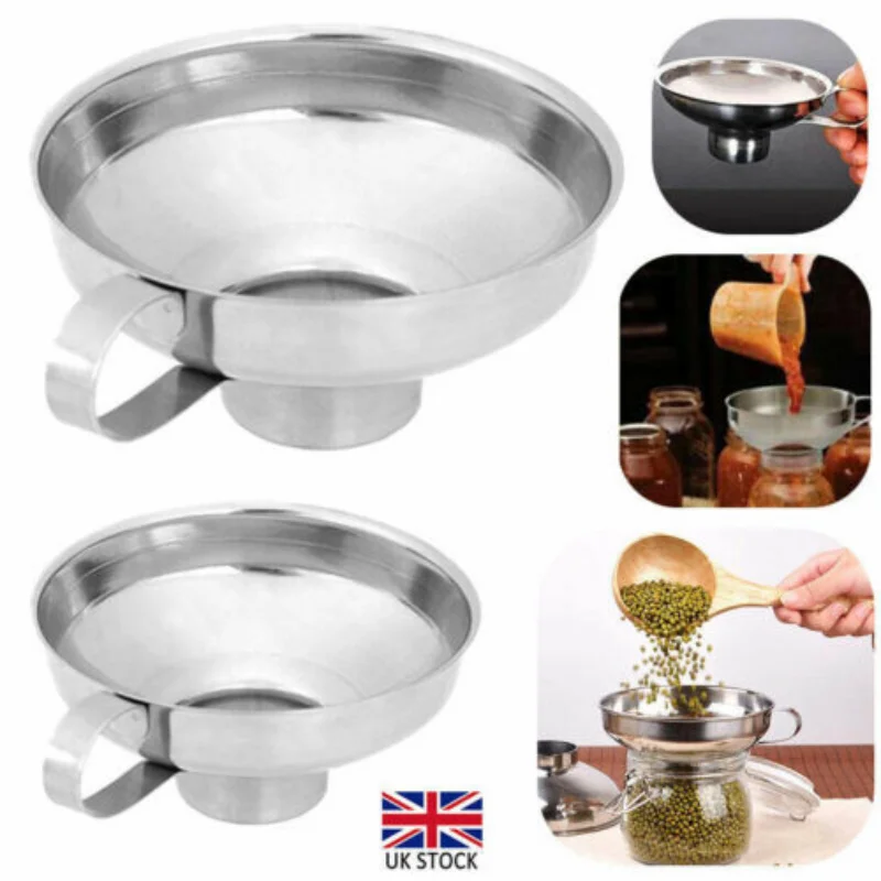 Kitchen Funnel Wide Neck Mouth Filter Tool Stainless Steel Funnel Filled Jam Jar
Kitchen Funnel Wide Neck Mouth Filter Tool Stainless Steel Funnel Filled Jam Jar