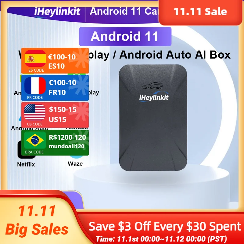 Wireless Carplay Ai Box Applepie Android 11 4+64G Car Multimedia Player for Apple Carplay Ford Hyundai Honda Nissan Kia Toyota
Wireless Carplay Ai Box Applepie Android 11 4+64G Car Multimedia Player for Apple Carplay Ford Hyundai Honda Nissan Kia Toyota