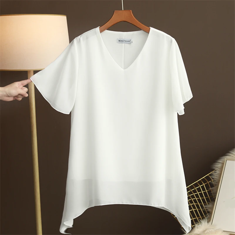2023 Summer New Arrival Fashion Brand New Women's Chiffon Shirt V-neck Short-sleeved Top Large Size Loose and Thin Women's Shirt
2023 Summer New Arrival Fashion Brand New Women's Chiffon Shirt V-neck Short-sleeved Top Large Size Loose and Thin Women's Shirt