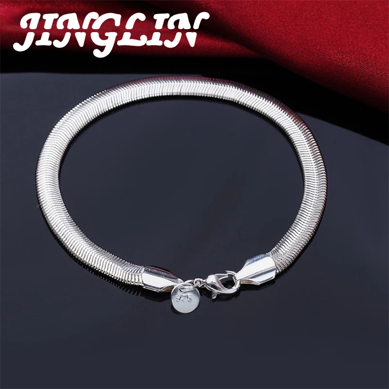 JINGLIN 925 Sterling Silver 8 "6mm Flat Snake Bone Bracelet Wedding Glamour Jewelry Gifts For Men And Women
JINGLIN 925 Sterling Silver 8 "6mm Flat Snake Bone Bracelet Wedding Glamour Jewelry Gifts For Men And Women