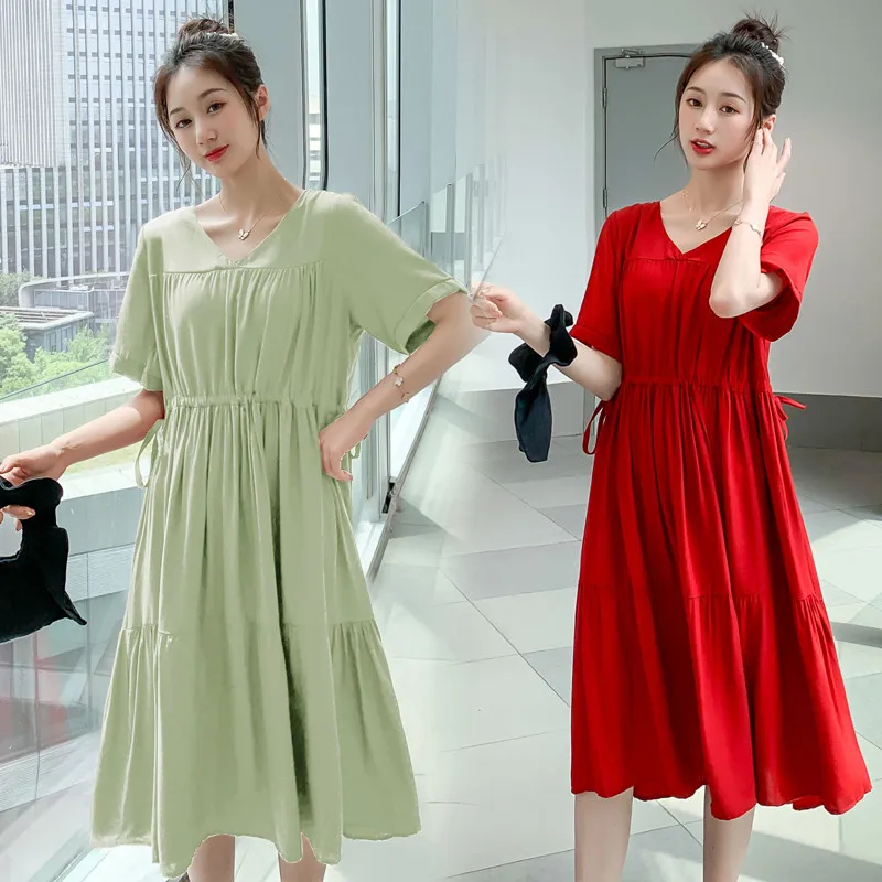 1937# 2022 Summer Korean Fashion Chiffon Maternity Dress V Neck Drawstring Slim Waist Loose Clothes for Pregnant Women Pregnancy
1937# 2022 Summer Korean Fashion Chiffon Maternity Dress V Neck Drawstring Slim Waist Loose Clothes for Pregnant Women Pregnancy