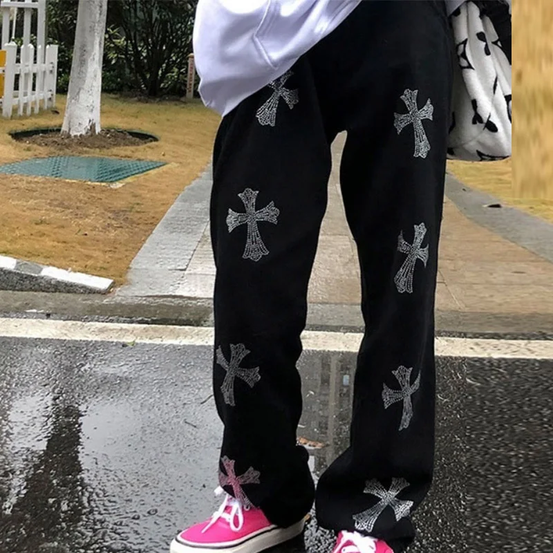 Women Harajuku Hip Hop Trousers BF Korean Casual Streetwear Denim Pants Vintage Gothic Printed Wide Leg Jeans
Women Harajuku Hip Hop Trousers BF Korean Casual Streetwear Denim Pants Vintage Gothic Printed Wide Leg Jeans