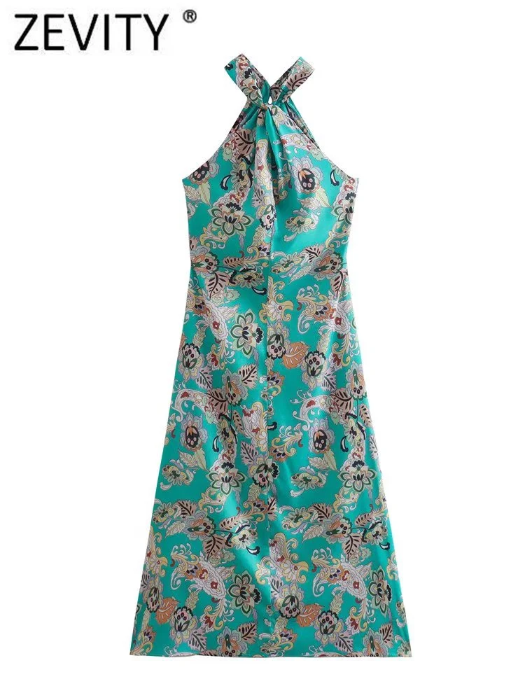 Zevity Women Sexy Totem Floral Print Knotted Halter Midi Dress Female Chic Sleeveless Backless Summer Beach Vestidos DS788
Zevity Women Sexy Totem Floral Print Knotted Halter Midi Dress Female Chic Sleeveless Backless Summer Beach Vestidos DS788