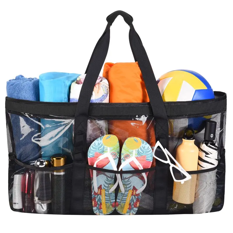Mesh Beach Bag Larger Travel Tote Bag for Women Weekender Bag Overnight Bag Beach Tote Bag with 9 Pockets for Gym Travel Workout
Mesh Beach Bag Larger Travel Tote Bag for Women Weekender Bag Overnight Bag Beach Tote Bag with 9 Pockets for Gym Travel Workout