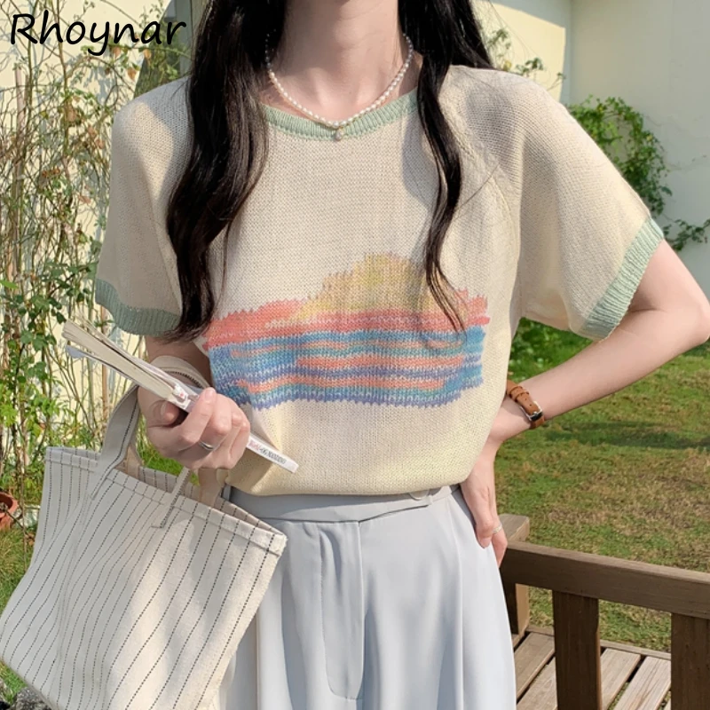 T-shirts Women Summer Retro Sweater Knitted Patchwork Fashion Elegant Leisure Sweet Girlish All-match College Popular Chic New
T-shirts Women Summer Retro Sweater Knitted Patchwork Fashion Elegant Leisure Sweet Girlish All-match College Popular Chic New