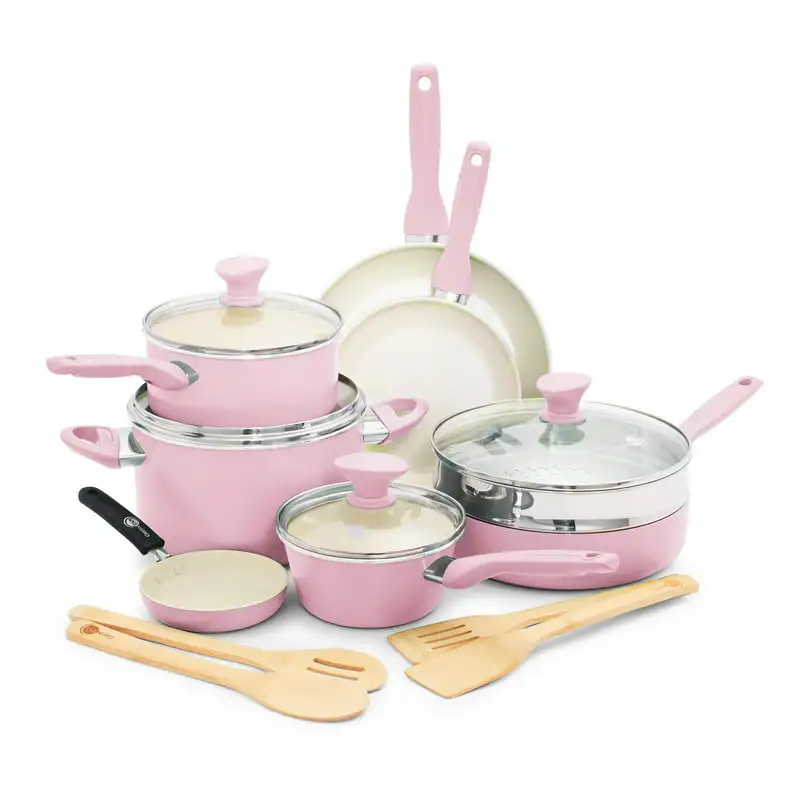 Healthy Ceramic Nonstick 16pc Cookware Set, PFAS-Free, Dishwasher Safe, Pink Round cake pan for baking Plate for cooking Baking
Healthy Ceramic Nonstick 16pc Cookware Set, PFAS-Free, Dishwasher Safe, Pink Round cake pan for baking Plate for cooking Baking