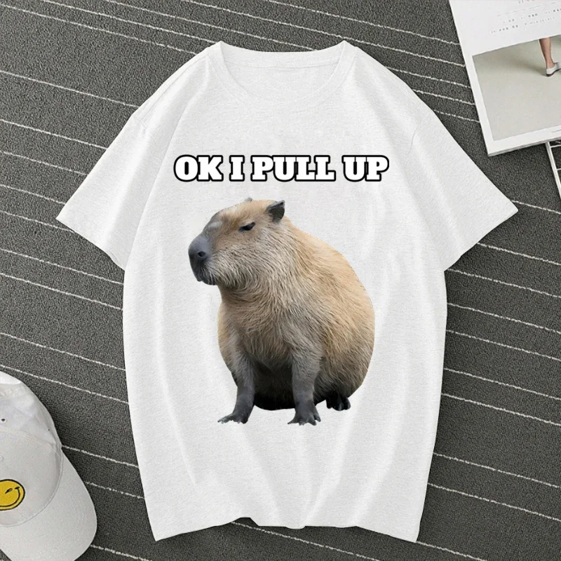 Капибара OK I PULL UP летняя дышащая футболка с коротким рукавом футболки уличная