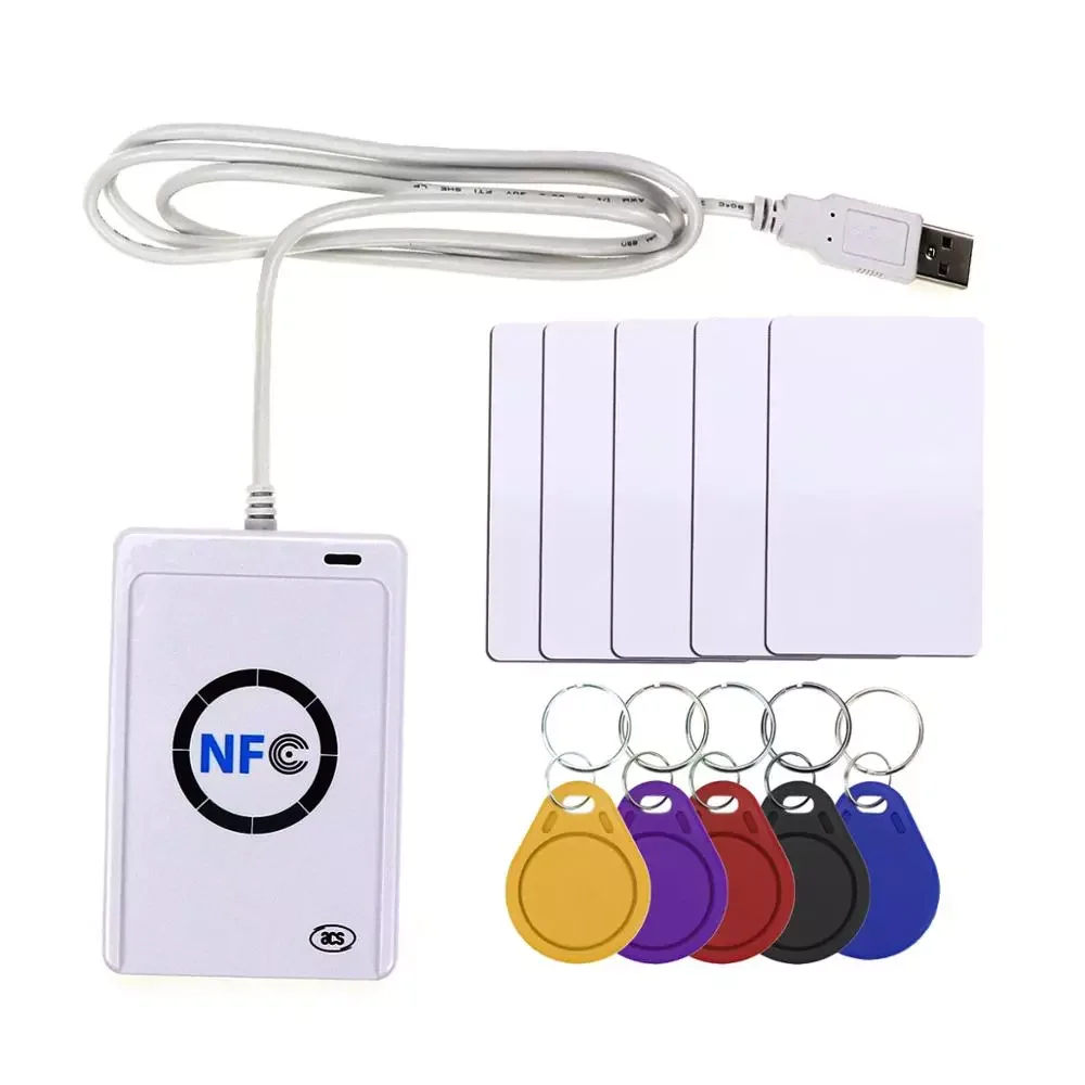 NFC Reader USB ACR122U contactless smart ic Card and writer rfid copier Copier Duplicator 5pcs UID Changeable Tag Card Key Fob
NFC Reader USB ACR122U contactless smart ic Card and writer rfid copier Copier Duplicator 5pcs UID Changeable Tag Card Key Fob