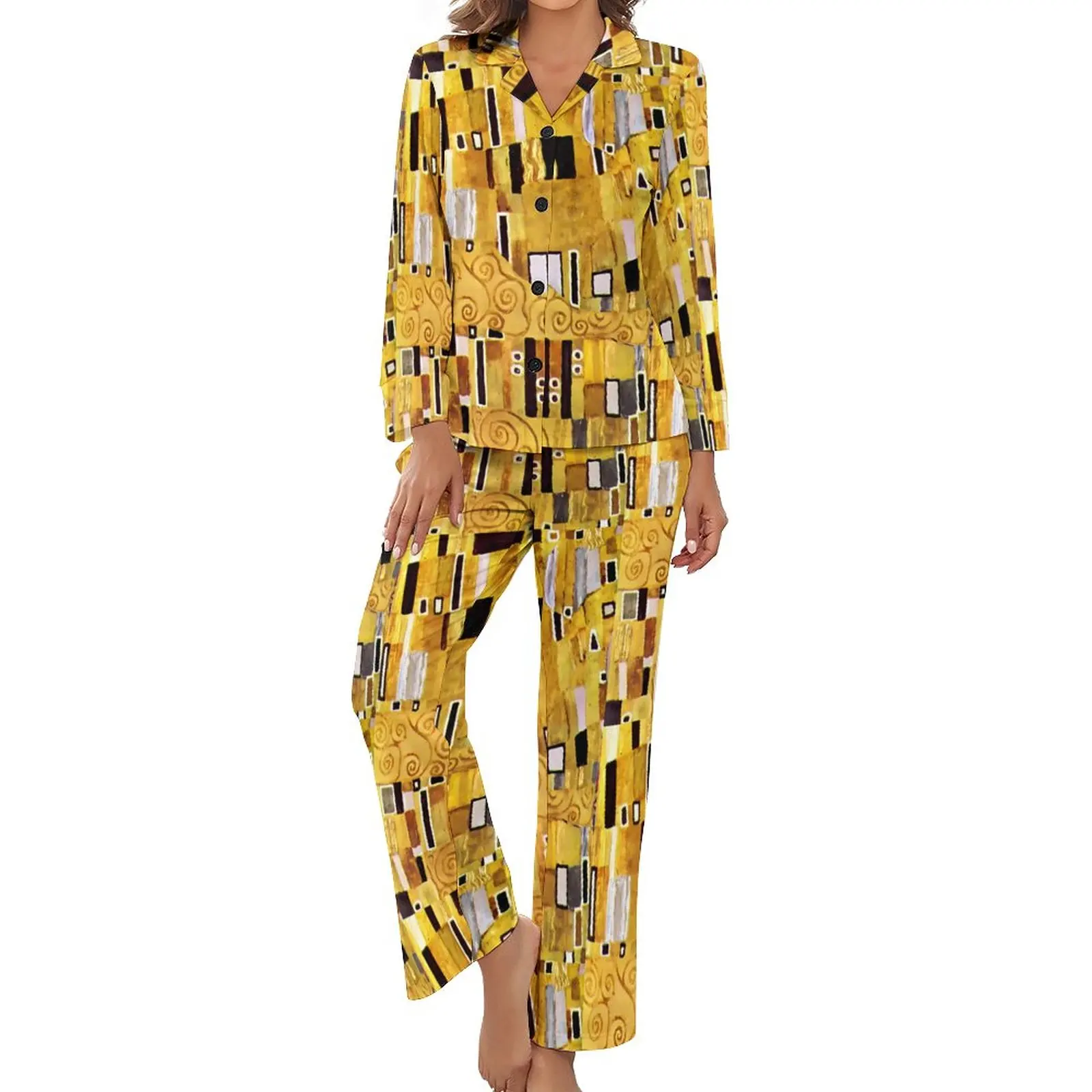 Gustav Klimt Art Pajamas Long-Sleeve The Kiss Pattern 2 Pieces Room Pajama Sets Spring Female V Neck Trendy Home Suit
Gustav Klimt Art Pajamas Long-Sleeve The Kiss Pattern 2 Pieces Room Pajama Sets Spring Female V Neck Trendy Home Suit