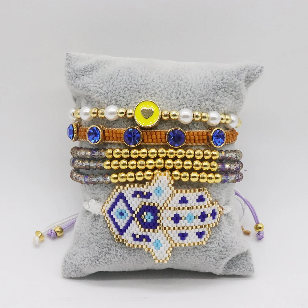 New Evil Eye Miyuki Bracelet Handmade Bead Pearl Hand Jewelry Summer Beach Design Women Bracelet Set
New Evil Eye Miyuki Bracelet Handmade Bead Pearl Hand Jewelry Summer Beach Design Women Bracelet Set