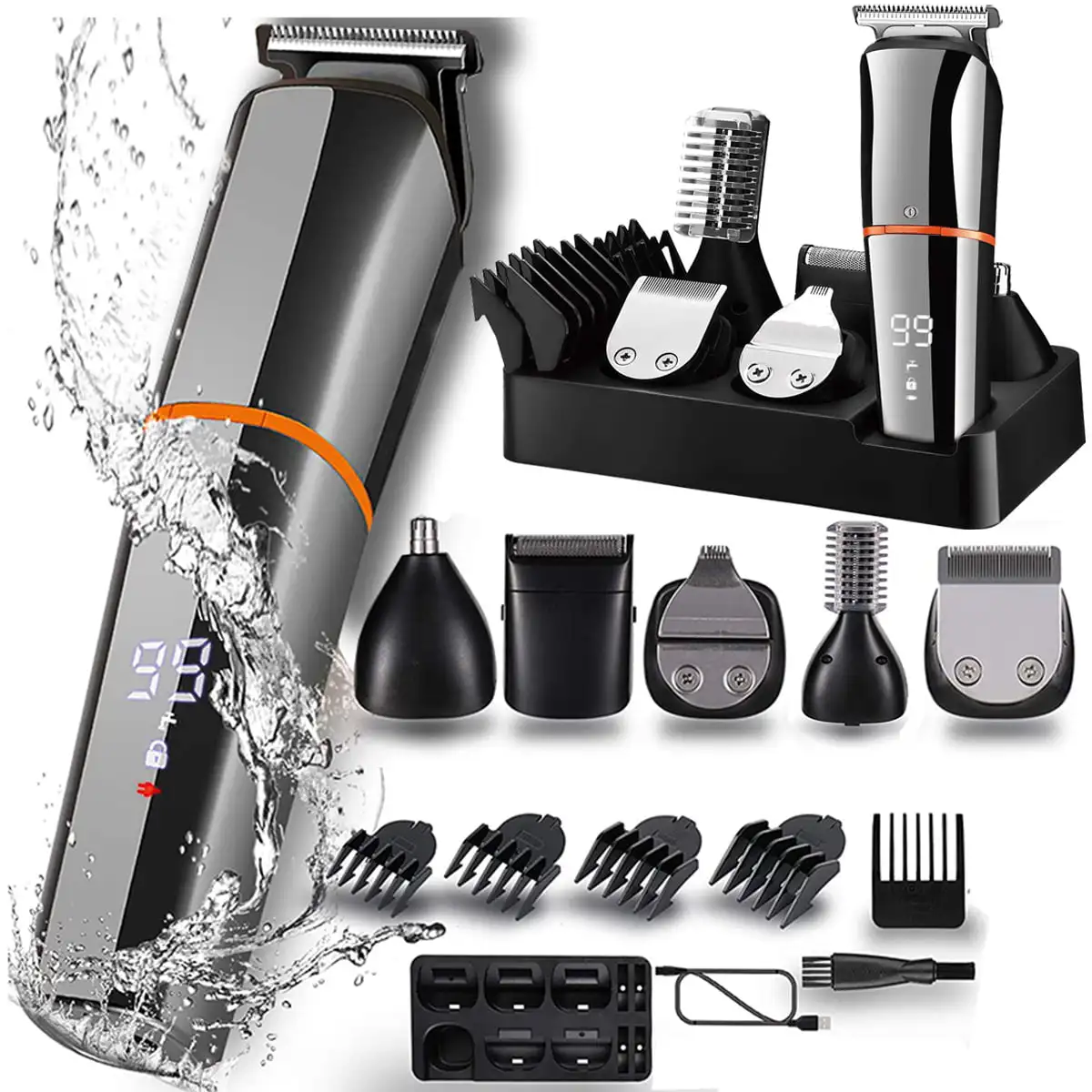 Beard Trimmer for Men Body Mustache Nose Hair Groomer Cordless Trimmer 6 in 1 Grooming Kit Waterproof USB Rechargeable - Black
Beard Trimmer for Men Body Mustache Nose Hair Groomer Cordless Trimmer 6 in 1 Grooming Kit Waterproof USB Rechargeable - Black