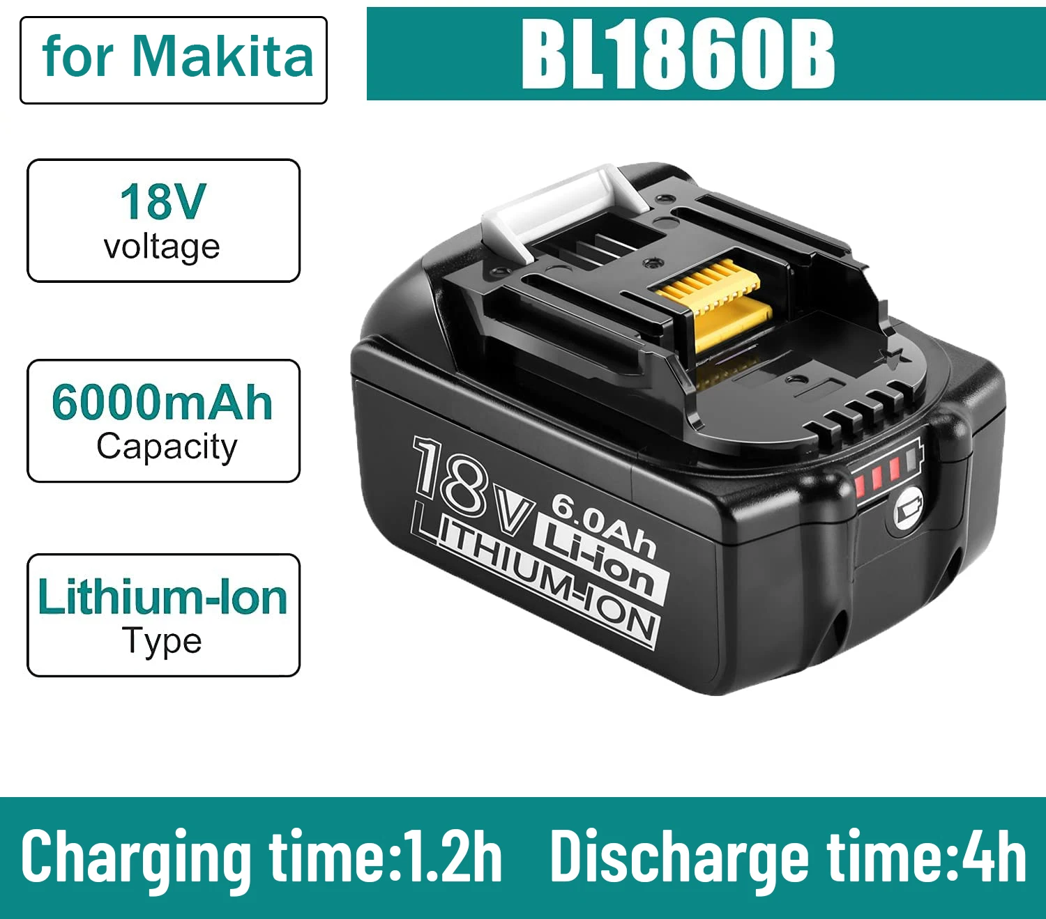 100% оригинал для Makita 18 в 6000 мАч перезаряжаемый аккумулятор для электроинструментов со светодиодом Li-Ion Замена LXT BL1860B BL1860 BL1850
100% оригинал для Makita 18 в 6000 мАч перезаряжаемый аккумулятор для электроинструментов со светодиодом Li-Ion Замена LXT BL1860B BL1860 BL1850