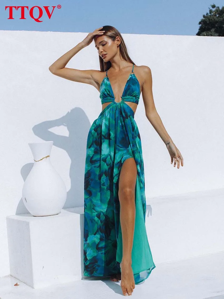 TTQV Sexy Strap V-neck Print Women's Summer Dress 2022 Bodycon Sleeveless Midi Dress Ladies Elegant Slim Slit Party Dresses
TTQV Sexy Strap V-neck Print Women's Summer Dress 2022 Bodycon Sleeveless Midi Dress Ladies Elegant Slim Slit Party Dresses