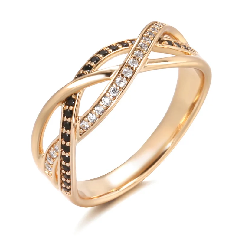 Luxury 585 Rose Gold Natural Black Zircon Ring Geometric Line Cross Wedding Rings for Women Vintage Fashion Jewelry
Luxury 585 Rose Gold Natural Black Zircon Ring Geometric Line Cross Wedding Rings for Women Vintage Fashion Jewelry