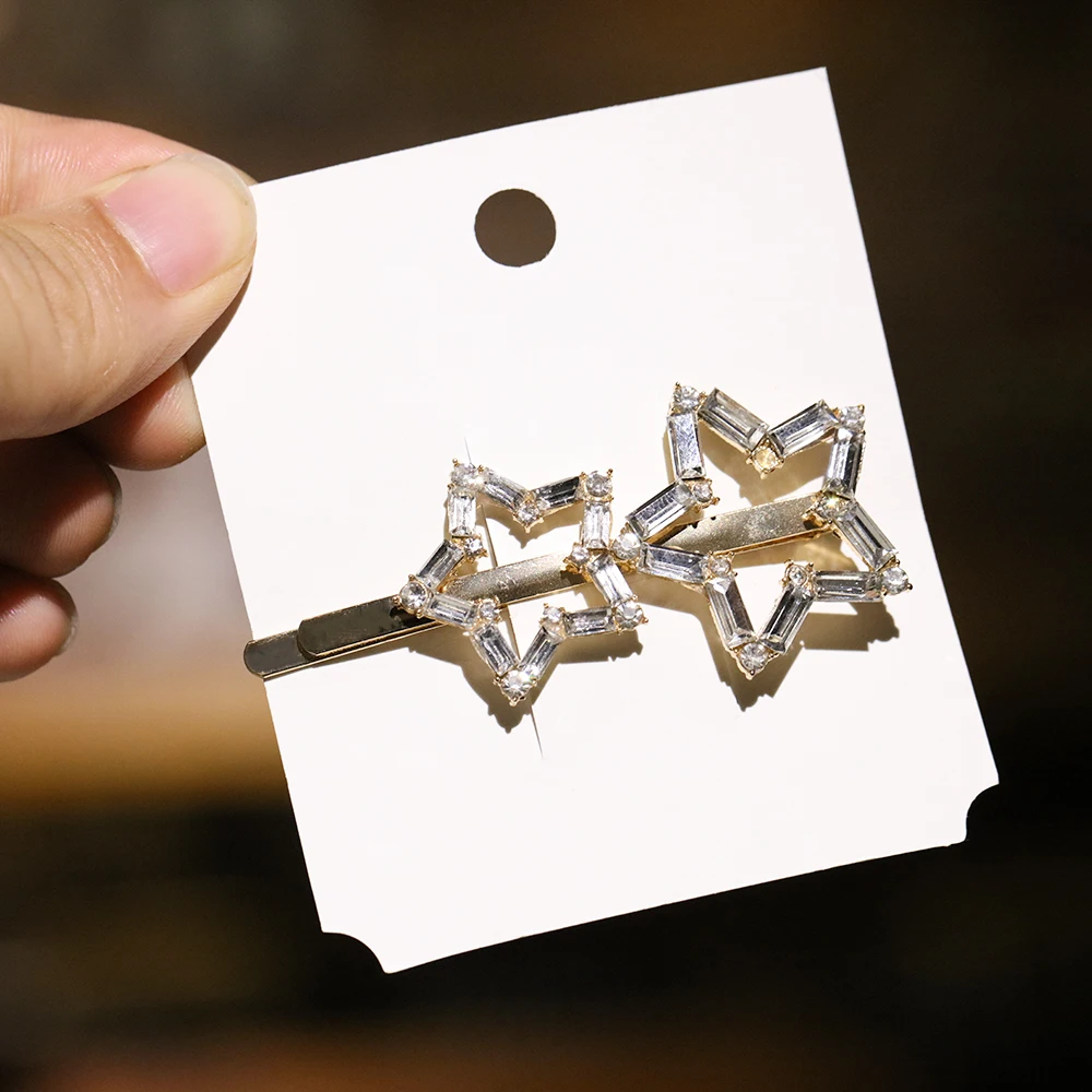 Fashion Shiny Crystal Hair Clip Bling Pentagram Rhinestone Star Snow Zircon Headwear Bobby Pin Metal Barrette Hair Accessories
Fashion Shiny Crystal Hair Clip Bling Pentagram Rhinestone Star Snow Zircon Headwear Bobby Pin Metal Barrette Hair Accessories